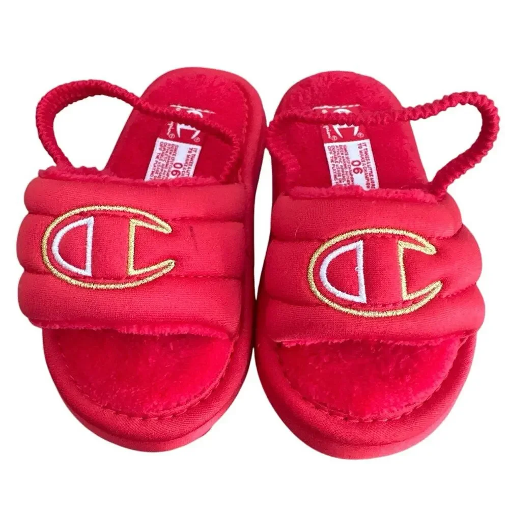 Preschool champion plush slides red NWT Sz 6T (Scarlet/White/Gold) - Picture 4 of 7